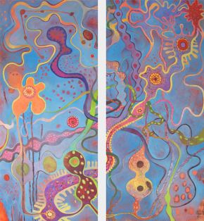 adishesha | 2006 | je 161 x 70 cm | Diptychon | Öl auf Leinwand