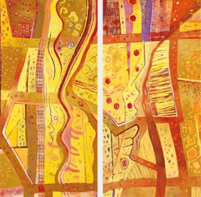 wege in geweben | 2000 | je 100 x 70 cm | Diptychon | Öl auf Leinwand