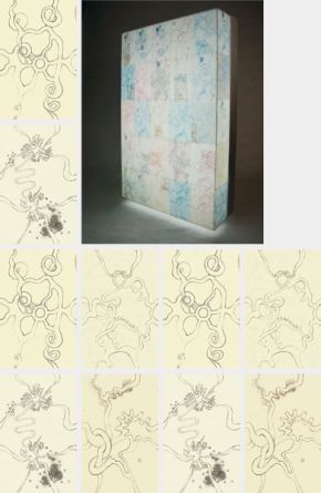 leuchtkasten | 2004 | 135 x 85 x 20 cm |  Laminagen montiert mit Vorzeichnungen