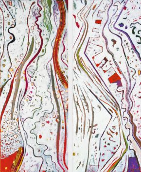 farbige spuren I und II | 2001 | je 85 x 40 cm | Öl auf Leinwand