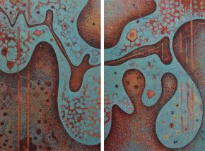 gewebe durchlässig | 2011 | je 150 x 100 cm | Diptychon | Acryl auf Leinwand