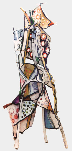 schichtungen II | 2001 | 160 x 60 cm | Tempera auf Papier, Astgerüst